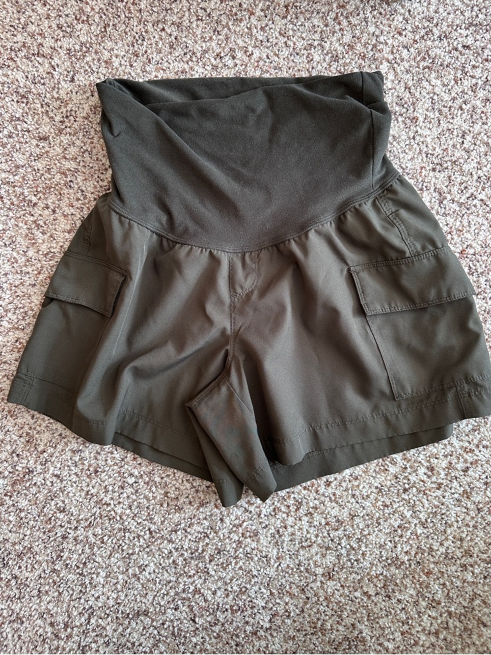 Old Navy Olive Maternity Athletic Quick Dry Shorts half-panel